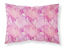 Load image into Gallery viewer, Watercolor Hot Pink Hearts Fabric Standard Pillowcase – Artistic Decorative Front, White Back BB7564PILLOWCASE