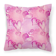 Load image into Gallery viewer, Watercolor Hot Pink Hearts Fabric Decorative Pillow BB7564PW1818