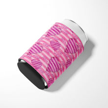 Load image into Gallery viewer, Watercolor Hot Pink Striped Hearts Can or Bottle Hugger BB7566CC