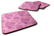 Load image into Gallery viewer, Watercolor Hot Pink Striped Hearts Foam Coaster  BB7566FC