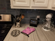 Load image into Gallery viewer, Watercolor Hot Pink Striped Hearts Oven Mitt BB7566OVMT