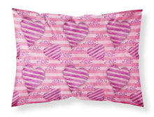 Load image into Gallery viewer, Watercolor Hot Pink Striped Hearts Fabric Standard Pillowcase – Artistic Decorative Front, White Back BB7566PILLOWCASE