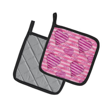 Load image into Gallery viewer, Watercolor Hot Pink Striped Hearts Pot Holders - Set of 2 - Heat-Resistant Kitchen Essentials BB7566PTHD