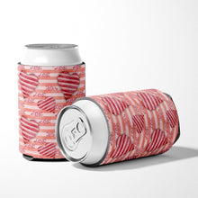 Load image into Gallery viewer, Watercolor Red Striped Hearts Can or Bottle Hugger BB7567CC