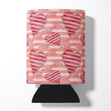 Load image into Gallery viewer, Watercolor Red Striped Hearts Can or Bottle Hugger BB7567CC