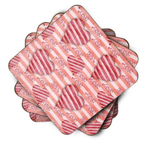 Load image into Gallery viewer, Watercolor Red Striped Hearts Foam Coaster  BB7567FC