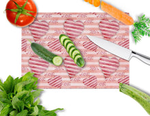 Load image into Gallery viewer, Watercolor Red Striped Hearts Glass Cutting Boards – Durable, Decorative Kitchen Art Large BB7567LCB