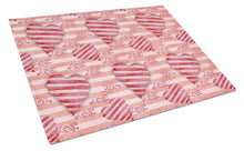 Load image into Gallery viewer, Watercolor Red Striped Hearts Glass Cutting Boards – Durable, Decorative Kitchen Art Large BB7567LCB