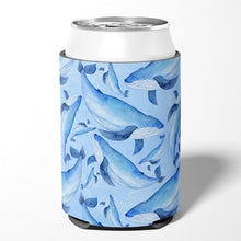 Load image into Gallery viewer, Watercolor Nautical Whales Can or Bottle Hugger BB7575CC