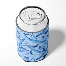 Load image into Gallery viewer, Watercolor Nautical Whales Can or Bottle Hugger BB7575CC