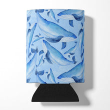 Load image into Gallery viewer, Watercolor Nautical Whales Can or Bottle Hugger BB7575CC