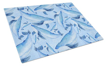 Load image into Gallery viewer, Watercolor Nautical Whales Glass Cutting Boards – Durable, Decorative Kitchen Art Large BB7575LCB