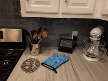 Load image into Gallery viewer, Watercolor Dark Blue Winter Snowflakes Oven Mitt BB7576OVMT