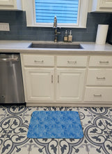 Load image into Gallery viewer, Watercolor Dark Blue Winter Snowflakes Machine Washable Memory Foam Mat BB7576RUG