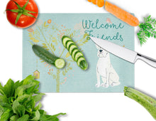 Load image into Gallery viewer, Welcome Friends White Boxer Glass Cutting Boards – Durable, Decorative Kitchen Art Large BB7580LCB