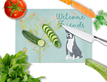 Load image into Gallery viewer, Welcome Friends Black Boxer Glass Cutting Boards – Durable, Decorative Kitchen Art Large BB7581LCB