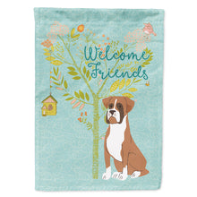 Load image into Gallery viewer, Welcome Friends Flashy Fawn Boxer Flag Canvas House Size BB7582CHF