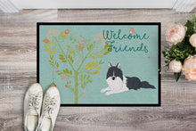 Load image into Gallery viewer, Welcome Friends Black White Collie Doormat - 18x27 Decorative Floor Mat – Indoor/Outdoor Rug with Artistic Flair BB7583MAT