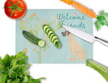 Load image into Gallery viewer, Welcome Friends Fawn Great Dane Natural Ears Glass Cutting Boards – Durable, Decorative Kitchen Art Large BB7588LCB