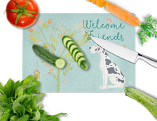 Load image into Gallery viewer, Welcome Friends Harlequin Great Dane Glass Cutting Boards – Durable, Decorative Kitchen Art Large BB7590LCB