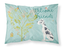 Load image into Gallery viewer, Welcome Friends Harlequin Great Dane Fabric Standard Pillowcase – Artistic Decorative Front, White Back BB7590PILLOWCASE
