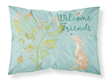 Load image into Gallery viewer, Welcome Friends Brindle Greyhound Fabric Standard Pillowcase – Artistic Decorative Front, White Back BB7591PILLOWCASE