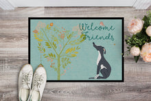 Load image into Gallery viewer, Welcome Friends Black White Greyhound Doormat - 24x36 Decorative Floor Mat – Indoor/Outdoor Rug with Artistic Flair BB7592JMAT