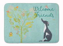 Load image into Gallery viewer, Welcome Friends Black White Greyhound Machine Washable Memory Foam Mat BB7592RUG