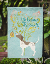 Load image into Gallery viewer, Welcome Friends Gun Dog Garden Flag – Teal Dog Yard Decor with Tree Illustration BB7593GF