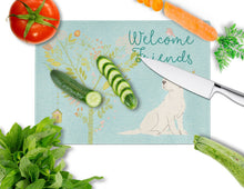 Load image into Gallery viewer, Welcome Friends Yellow Labrador Retriever Glass Cutting Boards – Durable, Decorative Kitchen Art Large BB7596LCB