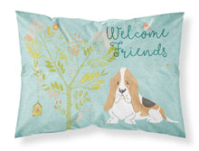 Load image into Gallery viewer, Welcome Friends Basset Hound Fabric Standard Pillowcase – Artistic Decorative Front, White Back BB7600PILLOWCASE