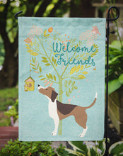 Load image into Gallery viewer, Welcome Friends Beagle Garden Flag – Teal Dog Yard Decor with Tree Illustration BB7601GF