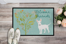 Load image into Gallery viewer, Welcome Friends White Bull Terrier Doormat - 18x27 Decorative Floor Mat – Indoor/Outdoor Rug with Artistic Flair BB7606MAT
