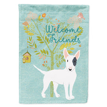Load image into Gallery viewer, Welcome Friends White Patched Bull Terrier Flag Canvas House Size BB7607CHF