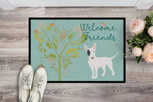Load image into Gallery viewer, Welcome Friends White Patched Bull Terrier Doormat - 18x27 Decorative Floor Mat – Indoor/Outdoor Rug with Artistic Flair BB7607MAT