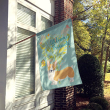 Load image into Gallery viewer, Welcome Friends Pembroke Welsh Corgi Red Flag Canvas House Size BB7608CHF