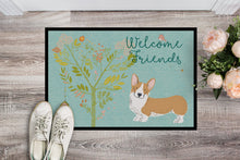 Load image into Gallery viewer, Welcome Friends Pembroke Welsh Corgi Red Doormat - 24x36 Decorative Floor Mat – Indoor/Outdoor Rug with Artistic Flair BB7608JMAT