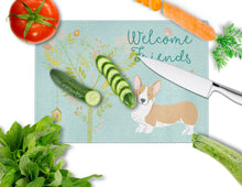 Load image into Gallery viewer, Welcome Friends Pembroke Welsh Corgi Red Glass Cutting Boards – Durable, Decorative Kitchen Art Large BB7608LCB