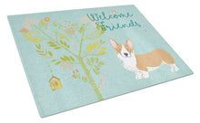 Load image into Gallery viewer, Welcome Friends Pembroke Welsh Corgi Red Glass Cutting Boards – Durable, Decorative Kitchen Art Large BB7608LCB