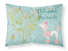 Load image into Gallery viewer, Welcome Friends Pink Poodle Fabric Standard Pillowcase – Artistic Decorative Front, White Back BB7613PILLOWCASE
