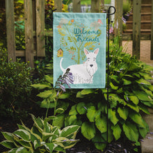 Load image into Gallery viewer, Welcome Friends White Scottish Terrier Garden Flag – Teal Dog Yard Decor with Tree Illustration BB7617GF