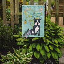 Load image into Gallery viewer, Welcome Friends Black Staffie Garden Flag – Teal Dog Yard Decor with Tree Illustration BB7623GF