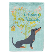 Load image into Gallery viewer, Welcome Friends Black Tan Dachshund Flag Canvas House Size BB7630CHF