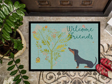Load image into Gallery viewer, Welcome Friends Black Tan Dachshund Doormat - 24x36 Decorative Floor Mat – Indoor/Outdoor Rug with Artistic Flair BB7630JMAT