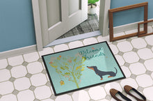 Load image into Gallery viewer, Welcome Friends Black Tan Dachshund Doormat - 24x36 Decorative Floor Mat – Indoor/Outdoor Rug with Artistic Flair BB7630JMAT