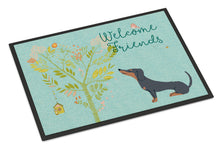 Load image into Gallery viewer, Welcome Friends Black Tan Dachshund Doormat - 18x27 Decorative Floor Mat – Indoor/Outdoor Rug with Artistic Flair BB7630MAT