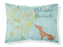 Load image into Gallery viewer, Welcome Friends Red Dachshund Fabric Standard Pillowcase – Artistic Decorative Front, White Back BB7631PILLOWCASE