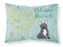 Load image into Gallery viewer, Welcome Friends Black French Bulldog Fabric Standard Pillowcase – Artistic Decorative Front, White Back BB7632PILLOWCASE