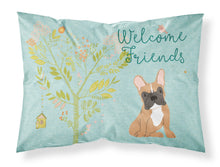 Load image into Gallery viewer, Welcome Friends Fawn French Bulldog Fabric Standard Pillowcase – Artistic Decorative Front, White Back BB7633PILLOWCASE