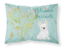 Load image into Gallery viewer, Welcome Friends White French Bulldog Fabric Standard Pillowcase – Artistic Decorative Front, White Back BB7635PILLOWCASE